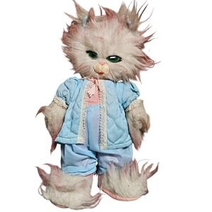 Vintage 50s 60s Knickerbocker Lazy Kitty Plush Stuffed Animal‎ Toy 16" Rare